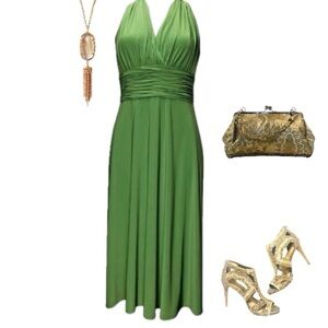 EVAN-PICONE Citris Green Halter Semi-Formal Maxi Length Dress Size 4